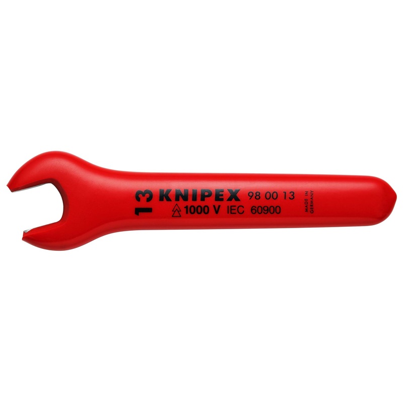 KNIPEX Open End Wrench Spanner 13mm Insulated VDE 1000V 130mm Long 15 Jaw Angle 98 00 13