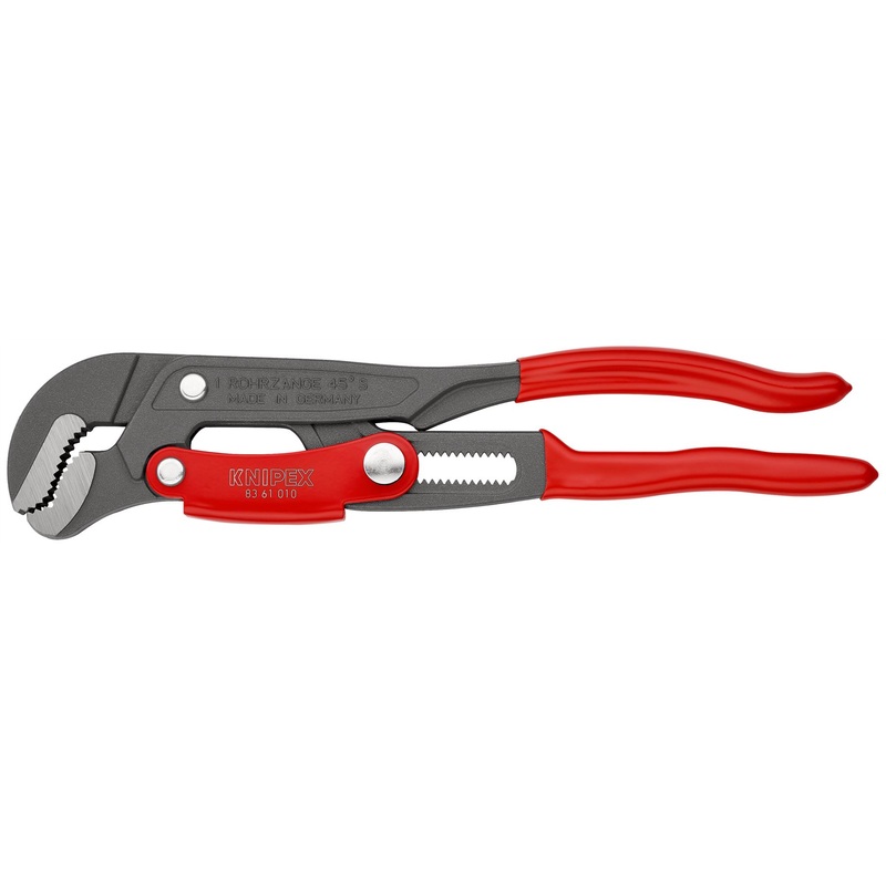 KNIPEX Pipe Wrench S-Type with Fast Adjustment 330mm Grey Powder Coated Plastic Coated Handles 83 61 010