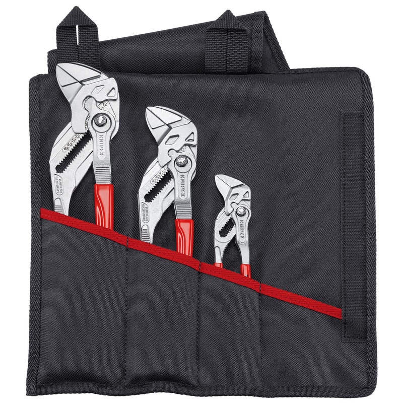 KNIPEX Pliers Wrench Set 3 Piece in Tool Roll Chrome Plated 150-300mm 00 15 55 S7