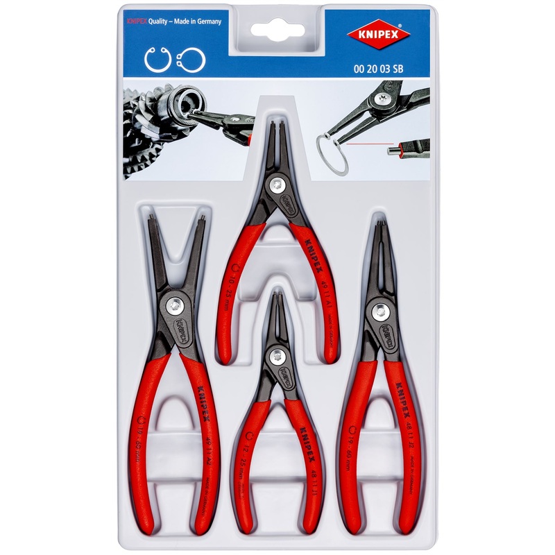 Knipex Precision Circlip Plier Set 4 Piece for Internal and External Circlips 00 20 03 SB