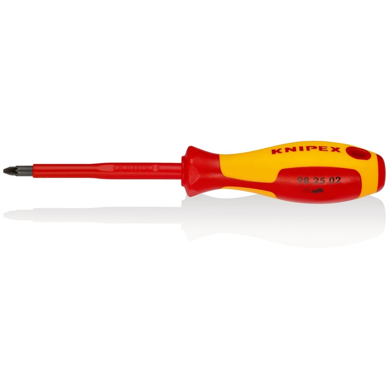 KNIPEX Screwdriver for Pozi Screws PZ2 x 100mm VDE Insulated Multi Component Grips 212mm 98 25 02