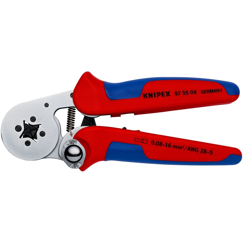 KNIPEX Self Adjusting Crimping Pliers for Wire Ferrules with Lateral Access 0.08-16mm 180mm Multi Component Grips 97 55 04 SB