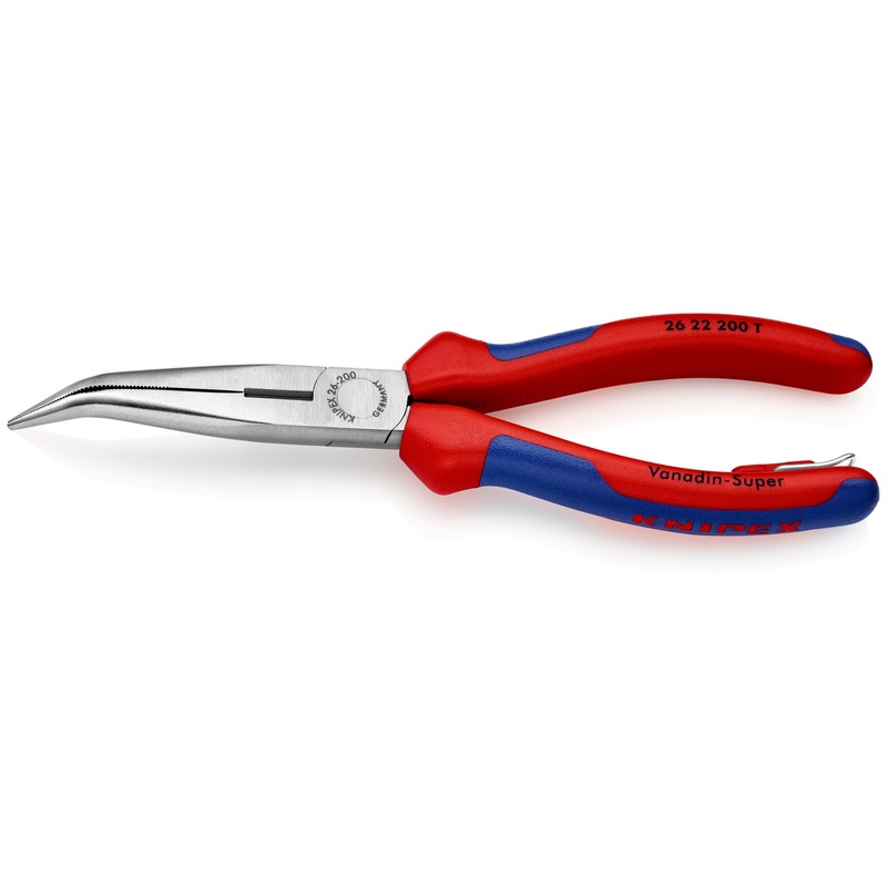 Knipex Snipe Nose Side Cutting Pliers 40 Bend 200mm Multi Component Grips with Tether Point 26 22 200 T