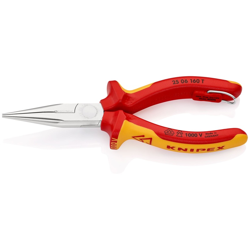 Knipex Snipe Nose Side Cutting Pliers Radio Plier 160mm VDE Insulated 1000V with Tether Point 25 06 160 T