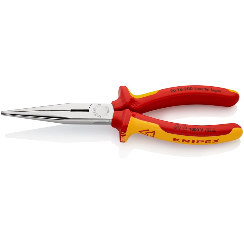 KNIPEX Snipe Nose Side Cutting Pliers Stork Beak Plier 200mm VDE Chrome Multi Component Grips 26 16 200 SB