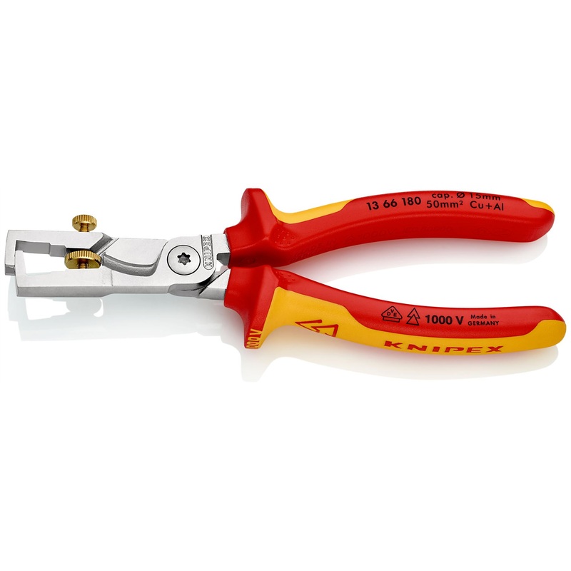 KNIPEX StriX Insulation Strippers with Cable Shears 180mm VDE Chrome Multi Component Grips 13 66 180 SB