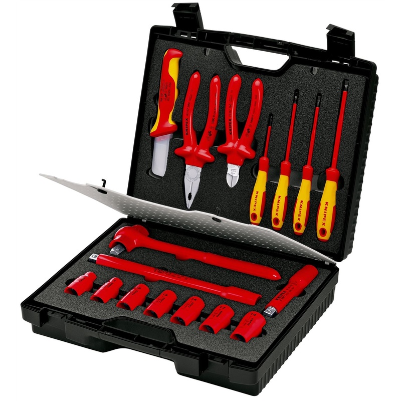 KNIPEX Tool Kit Insulated VDE Compact Tool Case 17 Pieces with Insulated Tool for Electrical Installations 98 99 11