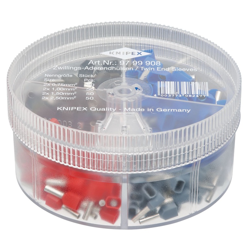KNIPEX Twin Wire Ferrules Assortment Box in Dispenser Box 200 Pieces 97 99 908