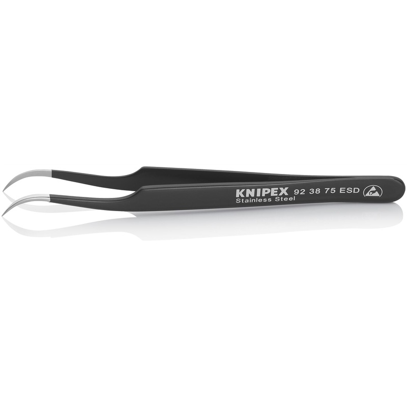 KNIPEX Universal Tweezers ESD 118mm Needle Point 35 Angled Stainless Steel 92 38 75 ESD