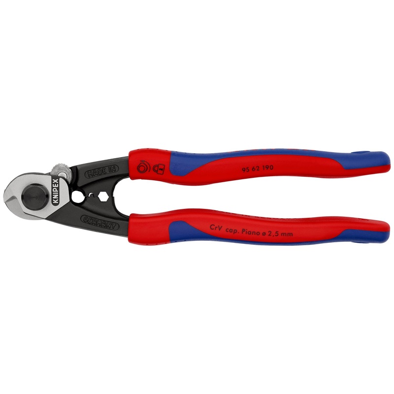 Knipex Wire Rope Cutters Forged Cutting Pliers Burnished Head up to 7mm Capacity 190mm 95 62 190