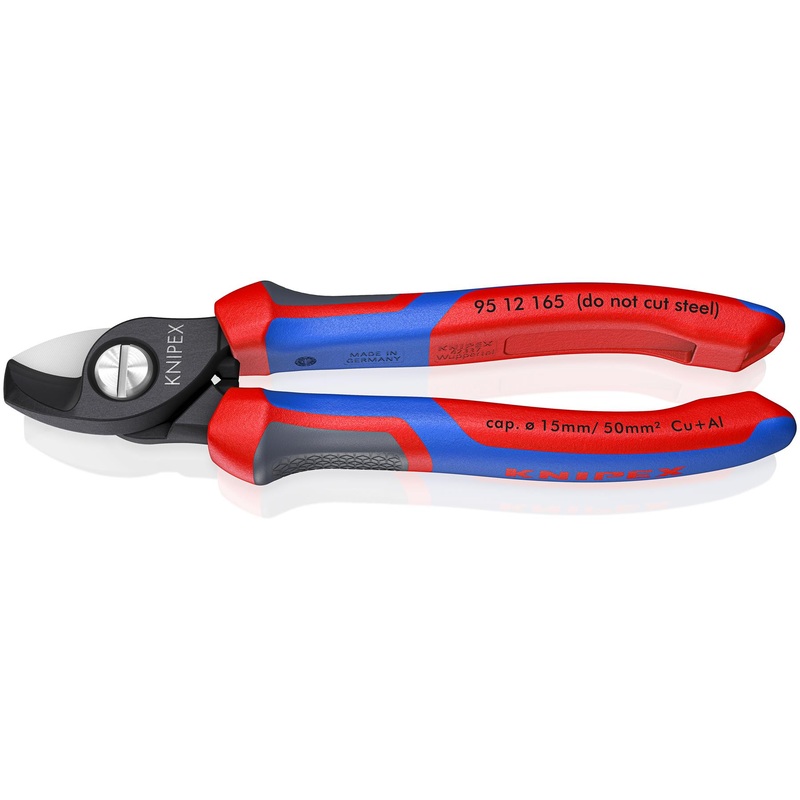 KNIPEX Cable Shears Cutting Pliers Cuts Cable up to 15mm Diameter 165mm with Comfort Handles 95 12 165