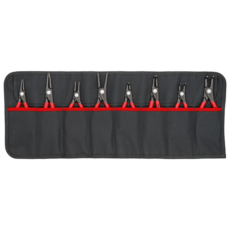 KNIPEX Circlip Pliers Set in Tool Roll 8 Piece Internal External Plier 00 19 58 V02