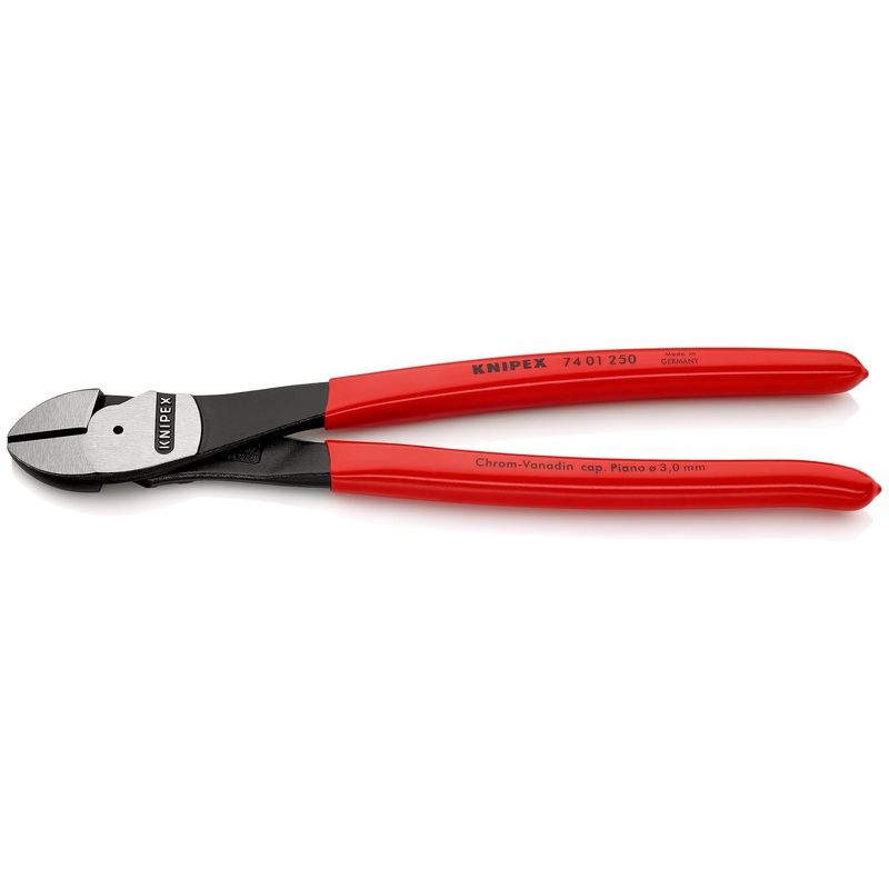 KNIPEX Diagonal Cutting Pliers High Leverage Side Cutters 250mm Plastic Coated Handles 74 01 250 SB