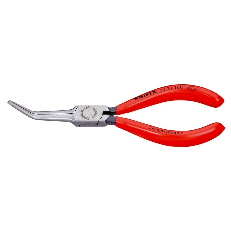 KNIPEX Flat Needle Nose Pliers Bent Nose 160mm Plastic Coated 31 21 160