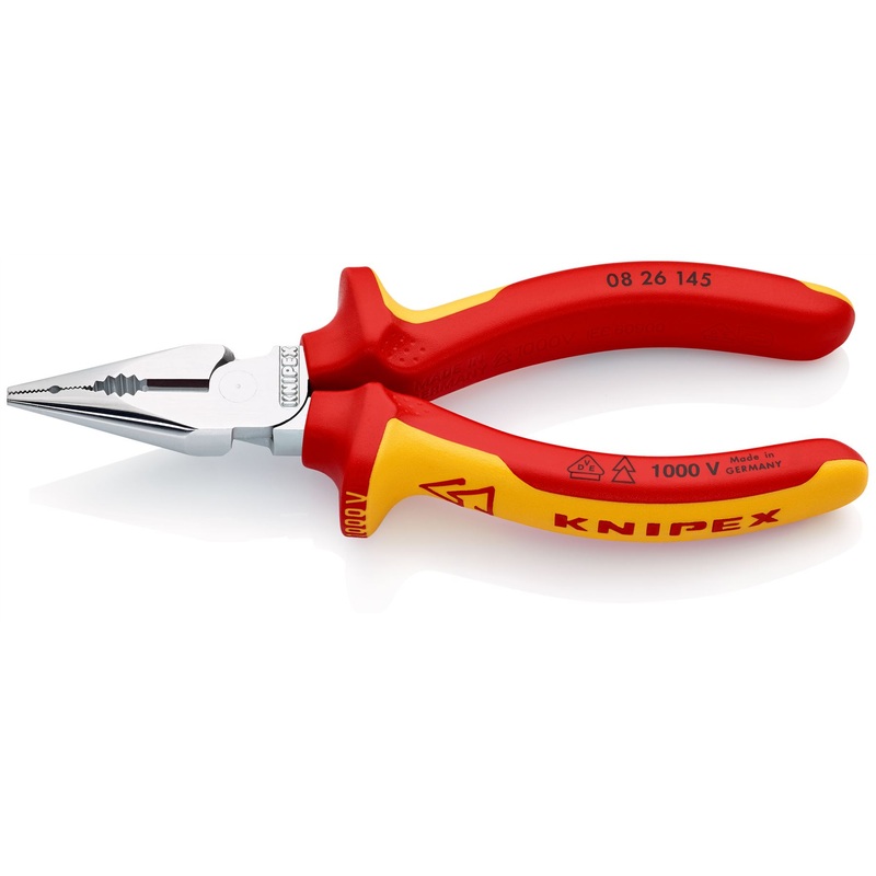 KNIPEX Needle Nose Combination Pliers 145mm VDE Chrome Multi Component Grips 08 26 145