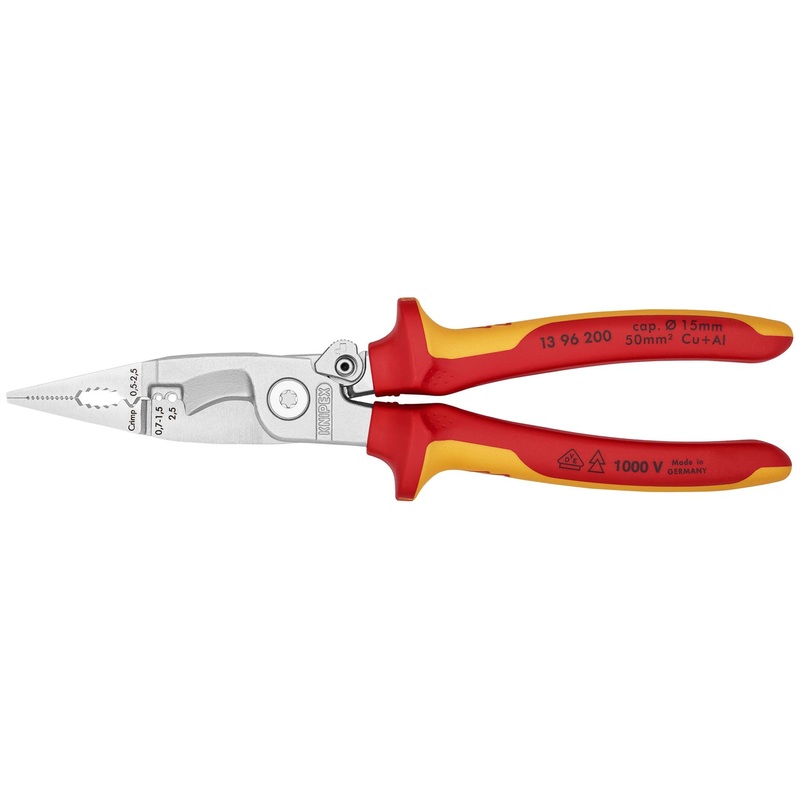 KNIPEX Pliers for Electrical Installation 200mm VDE Chrome Multi Component Grips 13 96 200