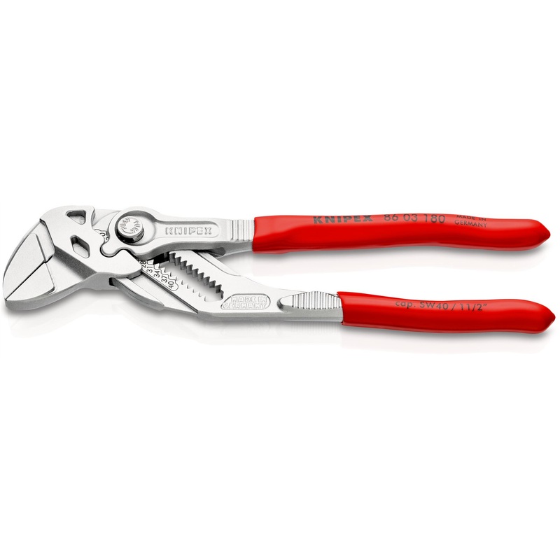 KNIPEX Pliers Wrench Slip Joint Plier 180mm Chrome Plastic Coated Handles 86 03 180 SB