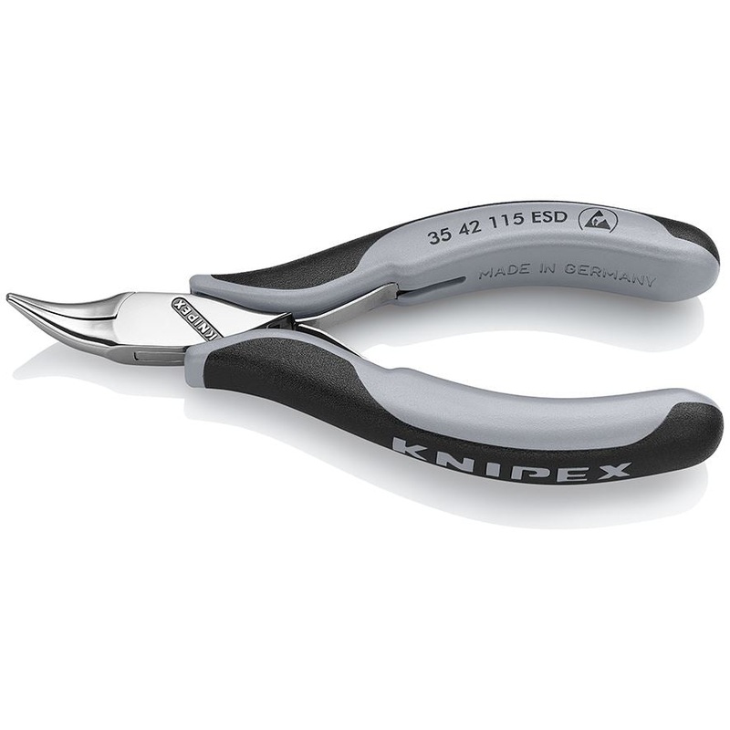 KNIPEX Precision Electronics Bent NosePliers ESD 115mm Black/Grey Multi Component Grips 35 42 115 ESD