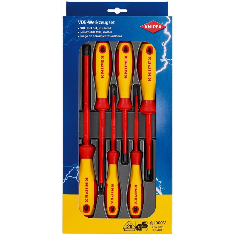 Knipex Screwdriver Set Electricians VDE Insulated 1000V 6 Piece Phillips Slotted 00 20 12 V01