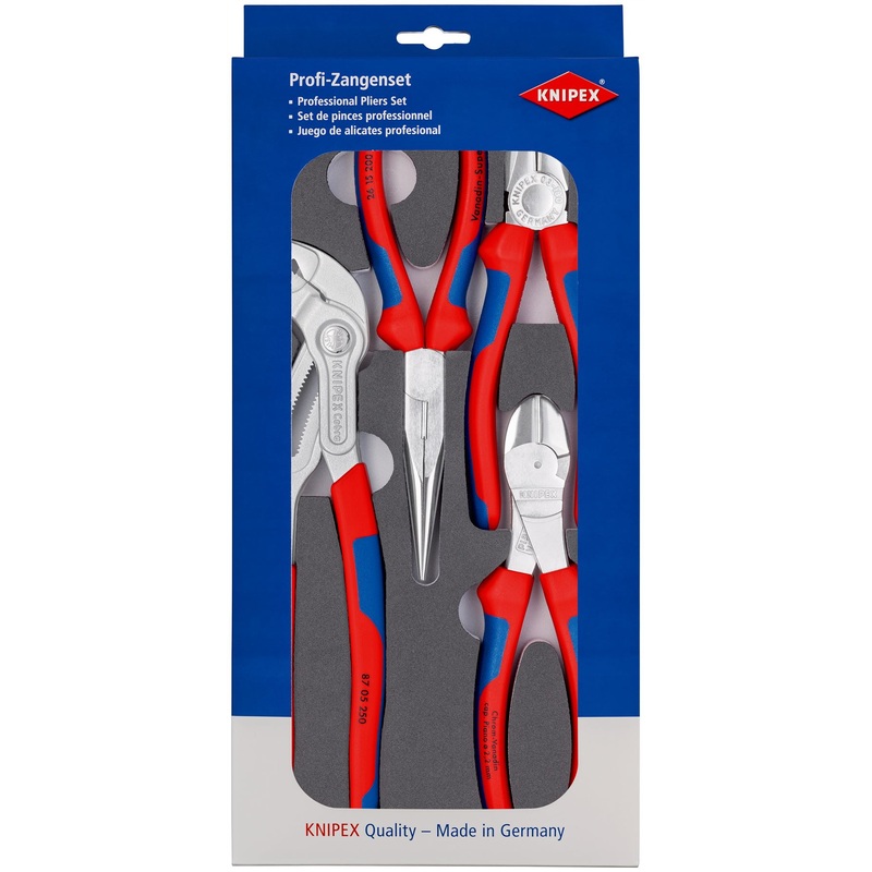 Knipex Set of Pliers in Foam Tray 4 Piece Multi Component Grips Chrome Plated 00 20 01 V17