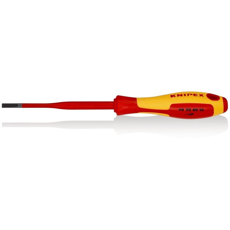 Knipex VDE Screwdriver (Slim) for Slotted Screws 1000V 4.0 x 0.8 x 100mm 98 20 40 SL