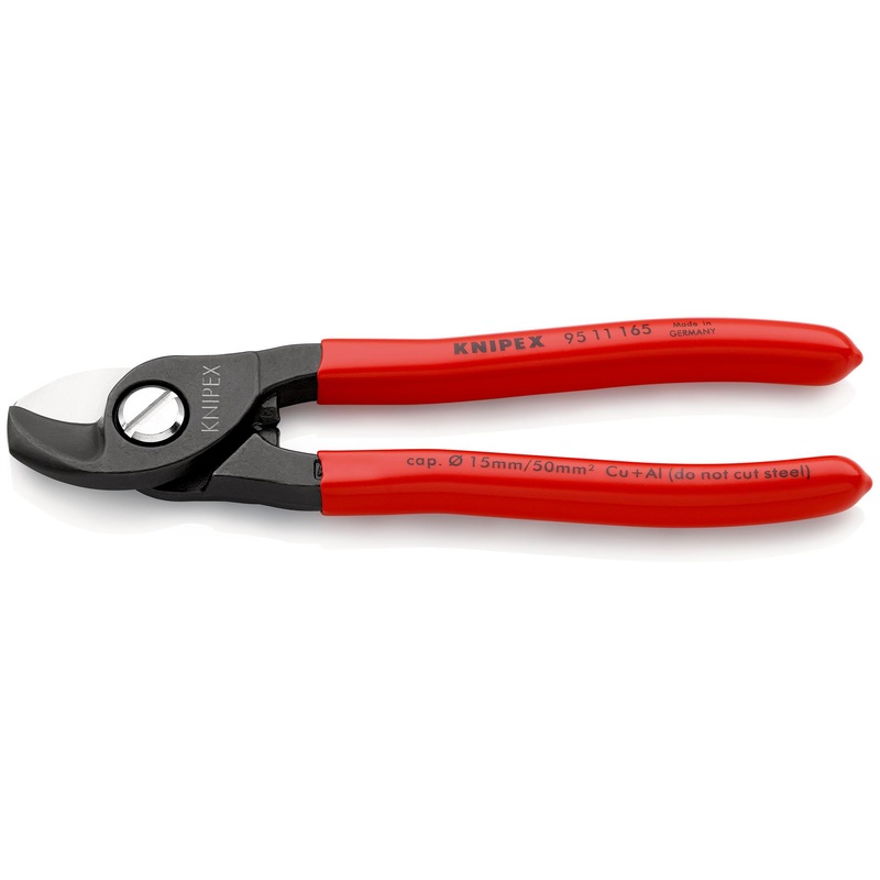 KNIPEX Cable Shears Cutting Pliers Cuts Cable up to 15mm Diameter 165mm Plastic Coated Handles 95 11 165