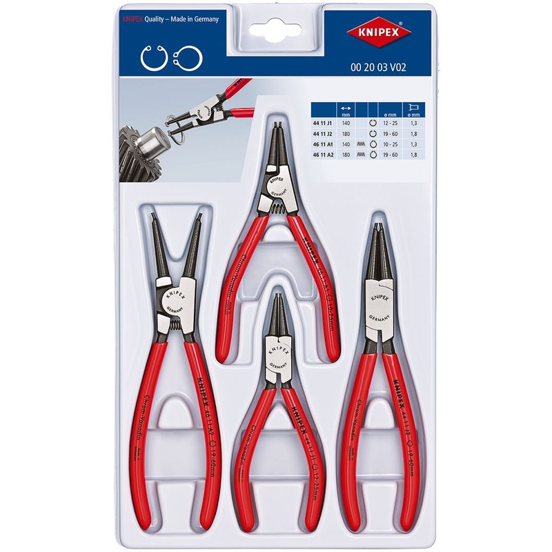 KNIPEX Circlip Plier Set 4 Pieces Internal External Pliers 00 20 03 V02