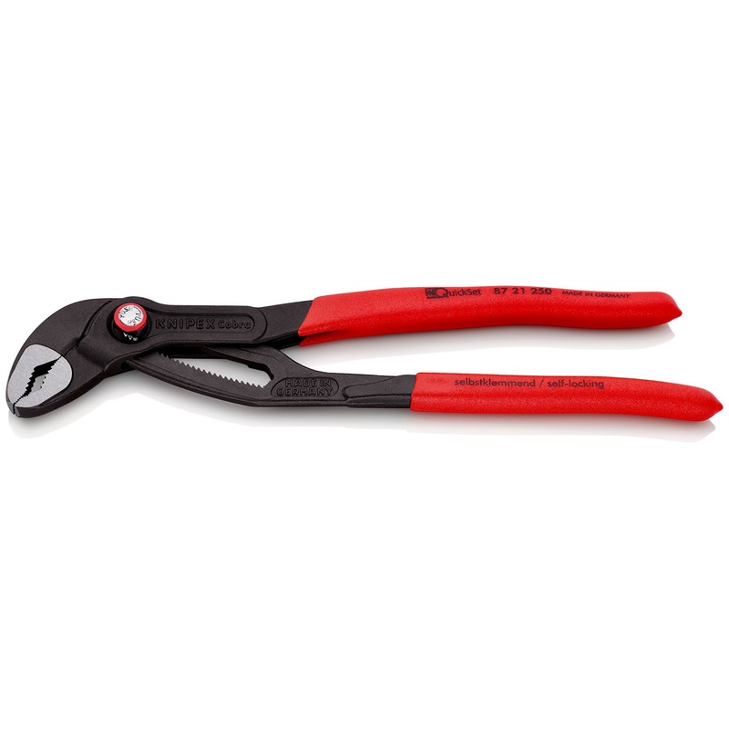 KNIPEX Cobra QuickSet High Tech Water Pump Pliers 250mm Plastic Coated Handles Non Slip 87 21 250