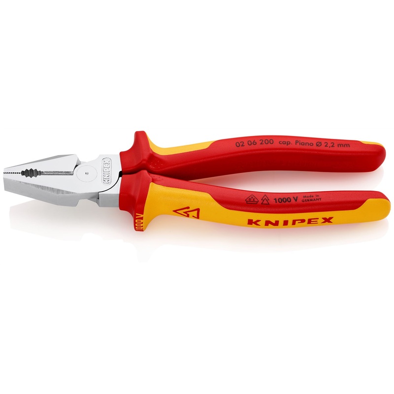 KNIPEX Combination Pliers High Leverage 200mm VDE Multi Component Grips 02 06 200 SB