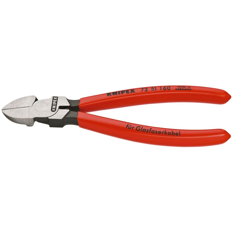 KNIPEX Diagonal Cutting Pliers for Fibre Optics Side Cutters 160mm Plastic Coated Handles 72 51 160