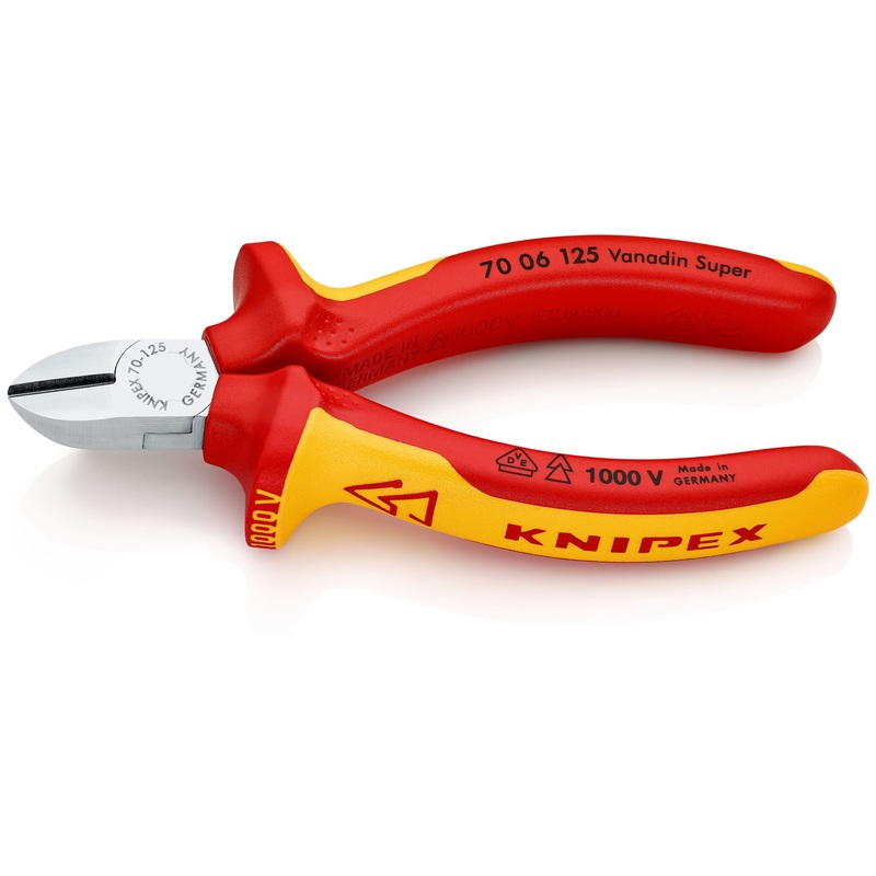 KNIPEX Diagonal Cutting Pliers Side Cutters 125mm VDE Insulated Multi Component Grips 70 06 125
