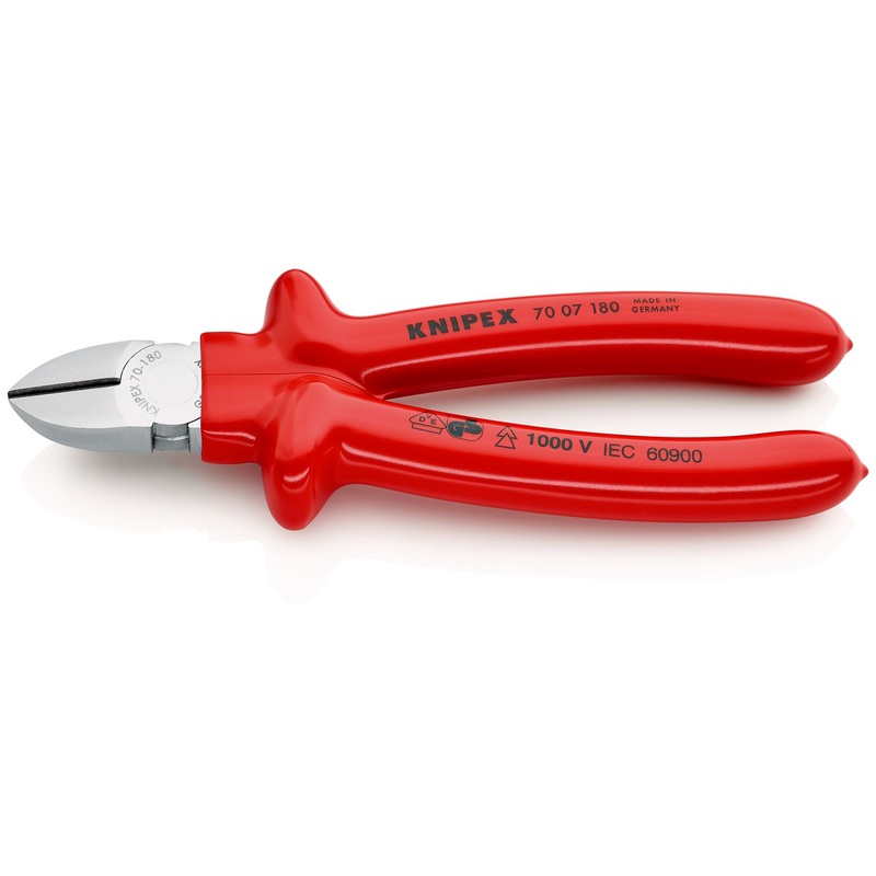 KNIPEX Diagonal Cutting Pliers Side Cutters 180mm VDE Dipped Insulation Grips 70 07 180