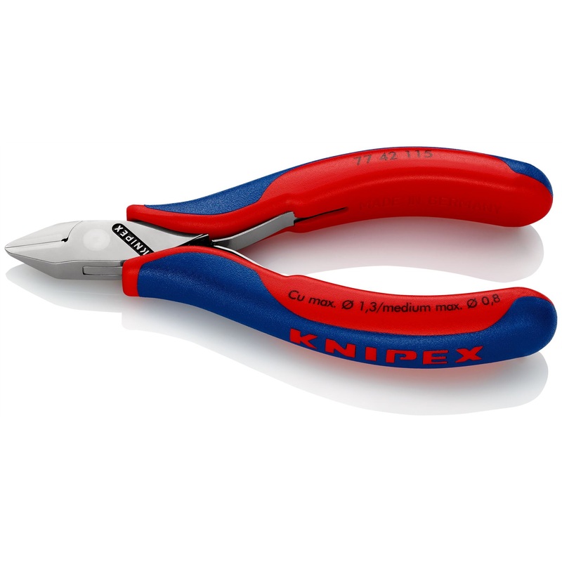 KNIPEX Electronics Diagonal Cutter Pliers Pointed Head without Bevel 115mm Multi Component Grips 77 42 115