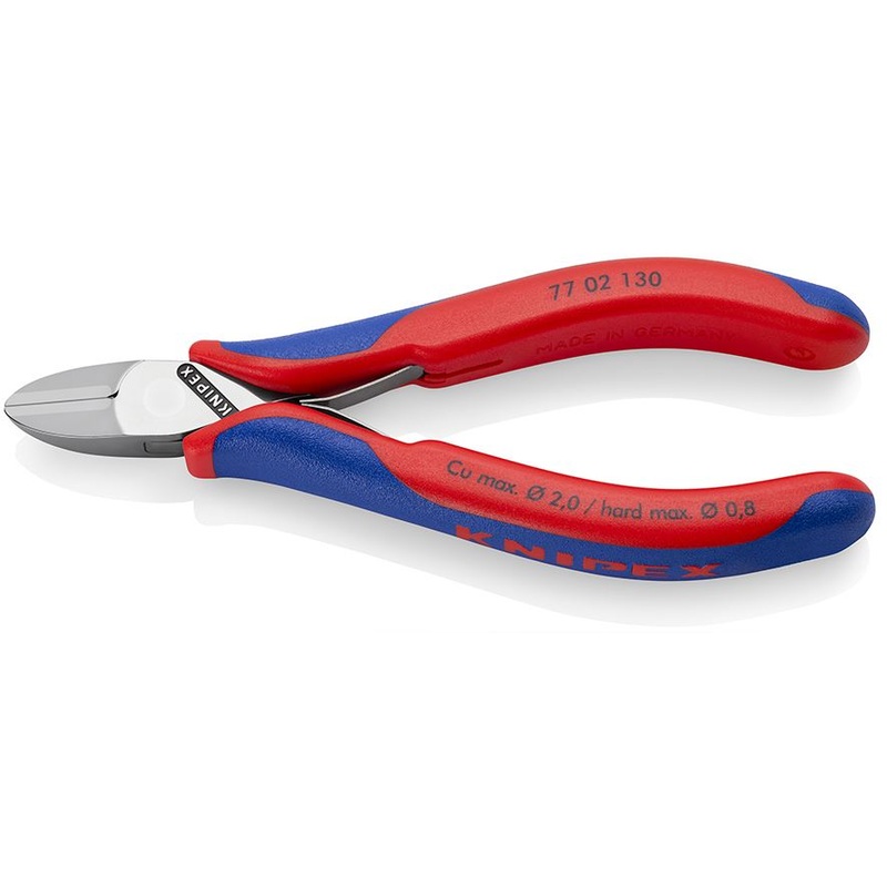 KNIPEX Electronics Diagonal Cutter Pliers Round Head Small Bevel 130mm Multi Component Grips 77 02 130