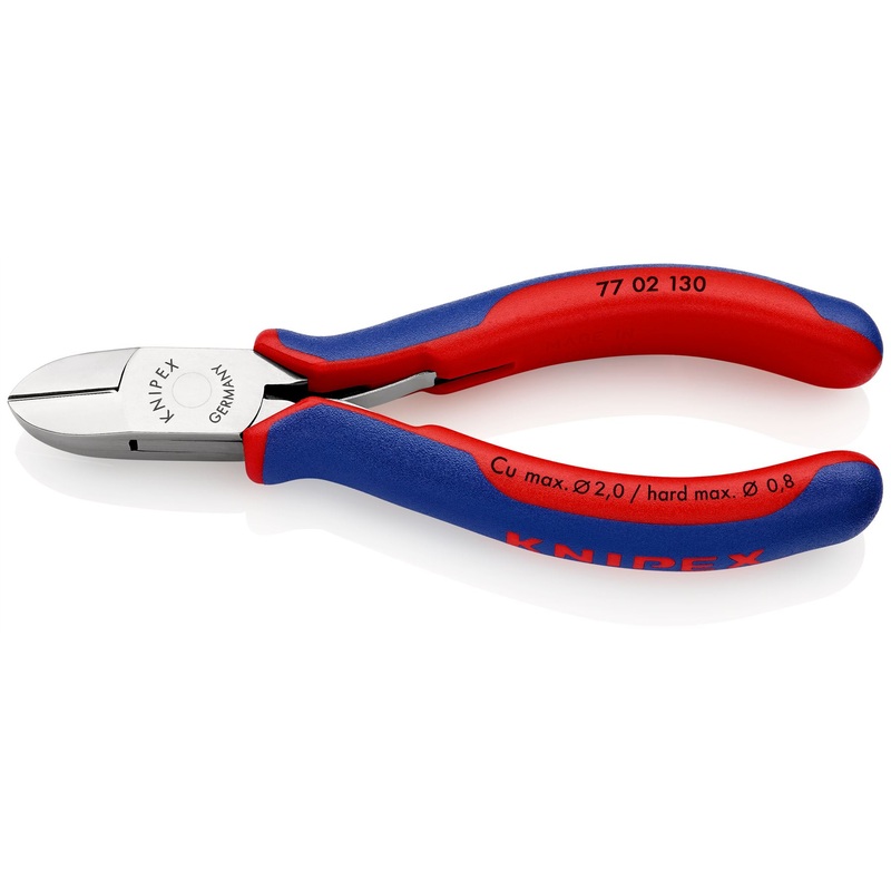 KNIPEX Electronics Diagonal Cutter Pliers Round Head Small Bevel 130mm Multi Component Grips 77 02 130 SB