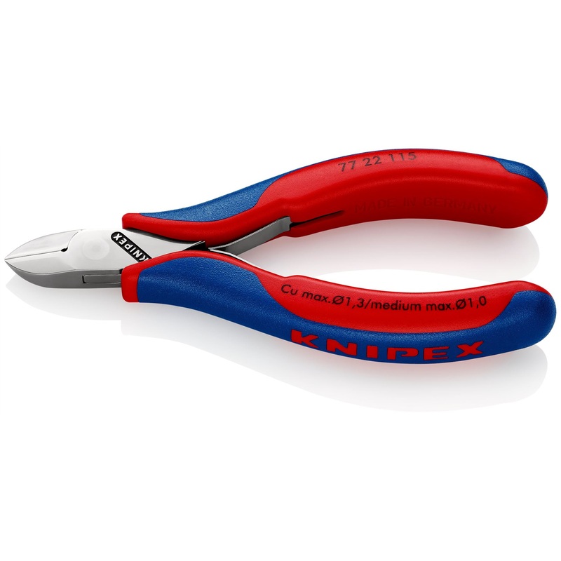KNIPEX Electronics Diagonal Cutter Pliers Round Head without Bevel 115mm Multi Component Grips 77 22 115