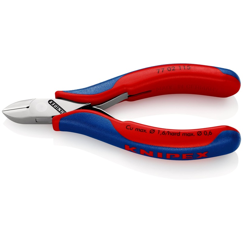 KNIPEX Electronics Diagonal Cutter Pliers with Carbide Cutting Edges 115mm Multi Component Grips 77 02 115
