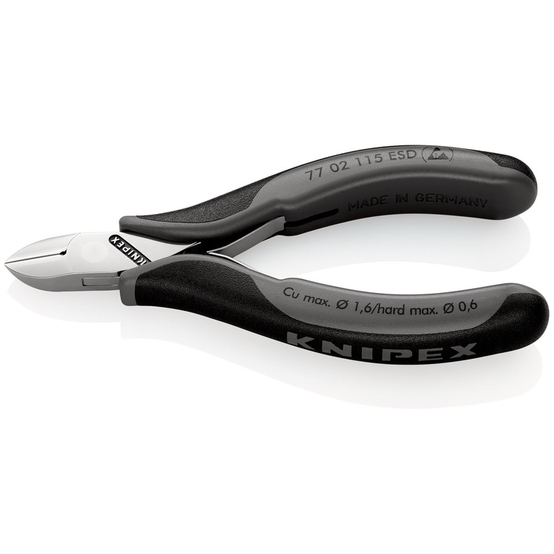 KNIPEX Electronics Diagonal Cutter Pliers with Carbide Cutting Edges 115mm Multi Component Grips 77 02 115 ESD