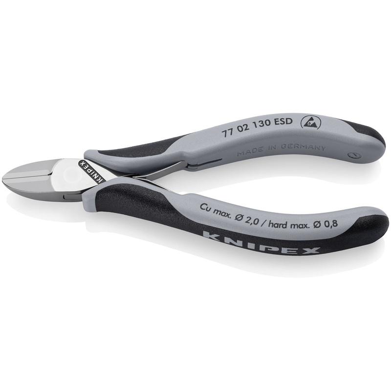 KNIPEX Electronics Diagonal Cutter Pliers with Carbide Cutting Edges 130mm Multi Component Grips 77 02 130 ESD