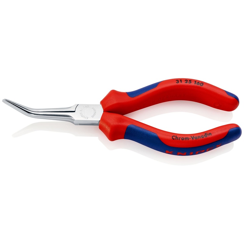 KNIPEX Flat Needle Nose Pliers Bent Nose 160mm Multi Component Grips 31 25 160