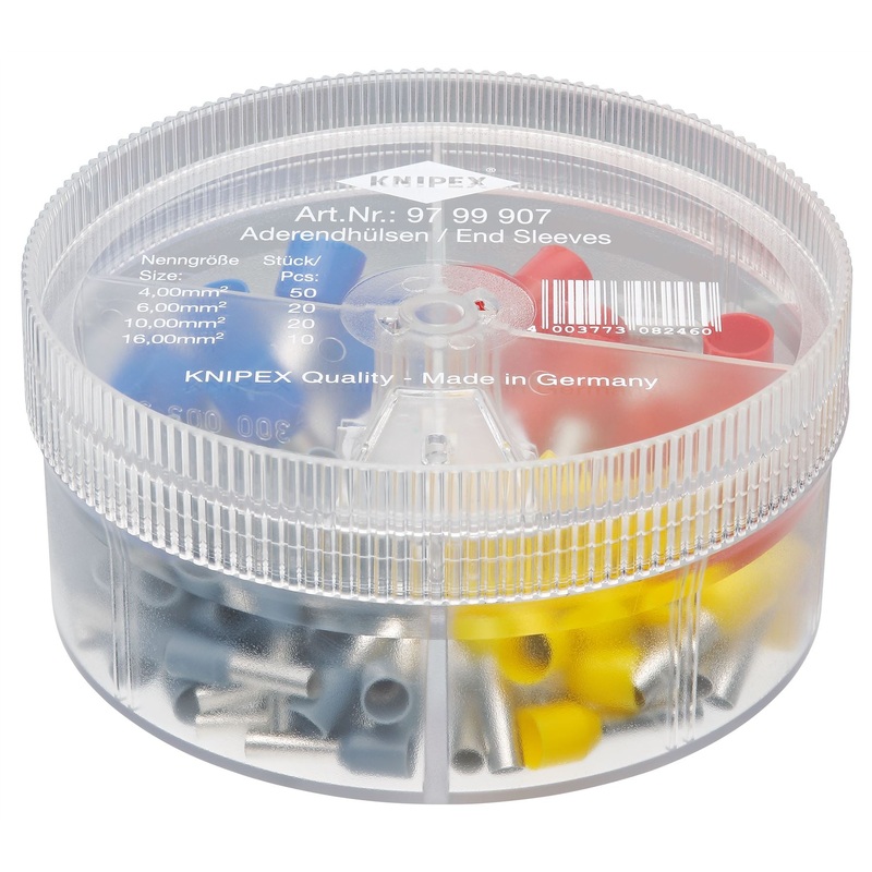 KNIPEX Insulated Wire Ferrules Assortment Box in Dispenser Box 100 Pieces 97 99 907