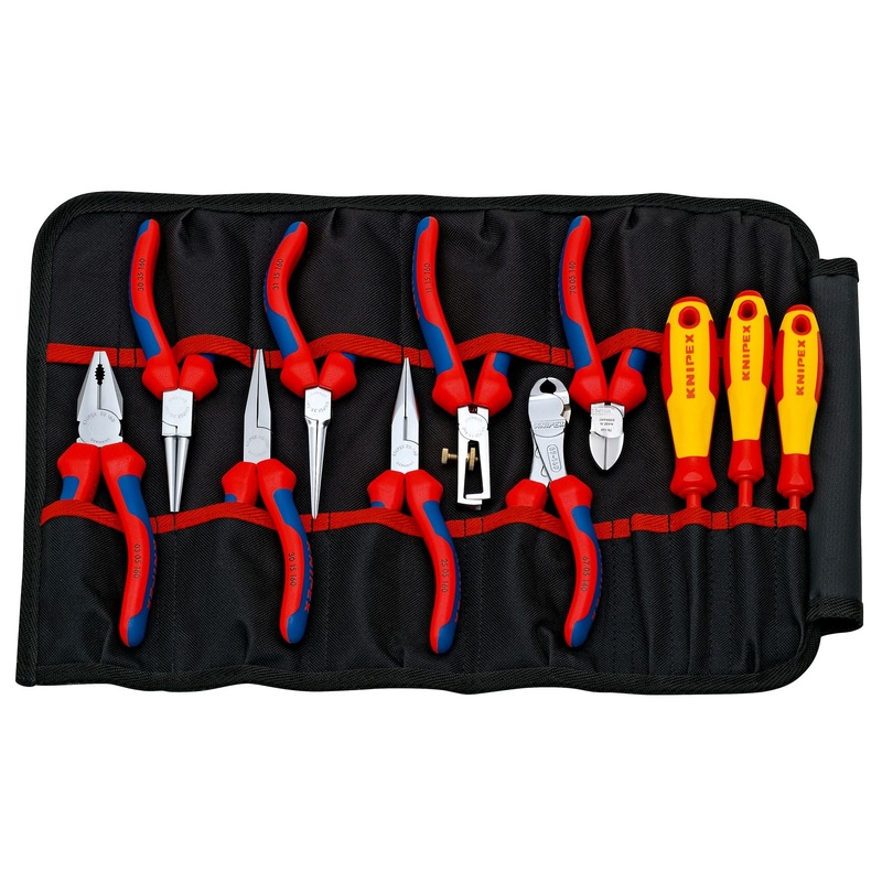 KNIPEX Plier and VDE Screwdriver Set in Tool Roll Bag 11 Piece 00 19 41