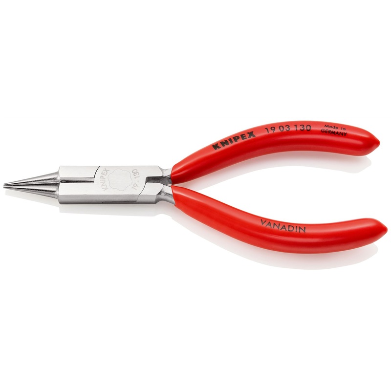 KNIPEX Round Nose Pliers with Cutting Edge Jewellers Pliers 130mm Plastic Coated 19 03 130