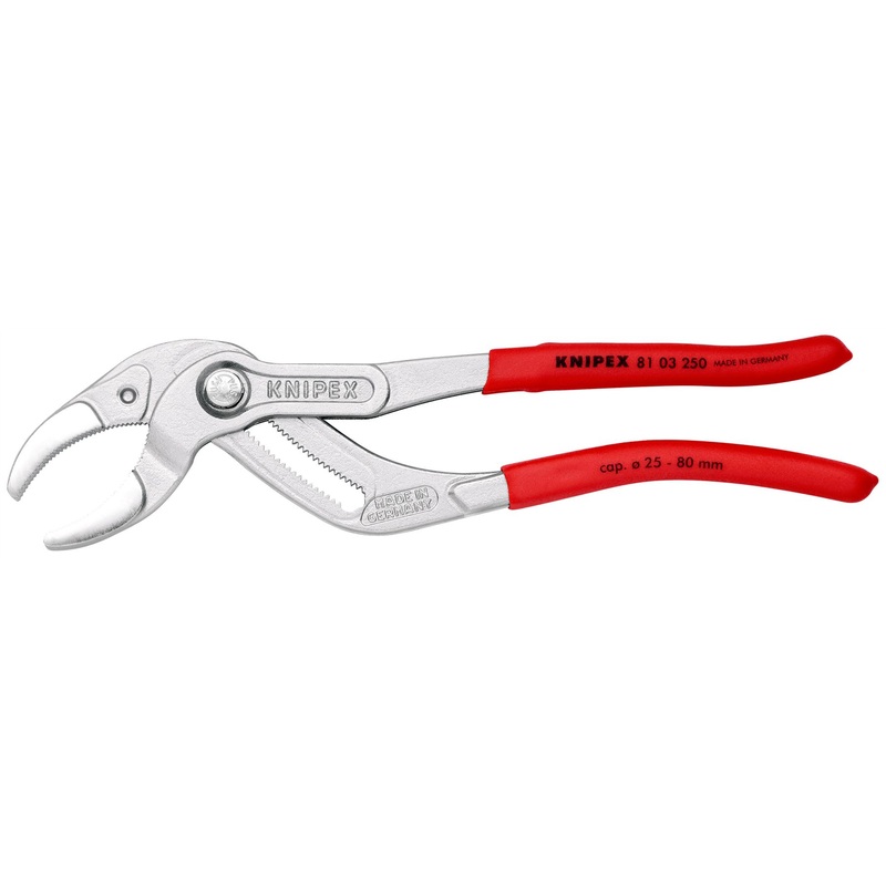 KNIPEX Siphon and Connector Pliers for Traps Tube Fittings Connectors 250mm Chrome Plastic Coated 81 03 250