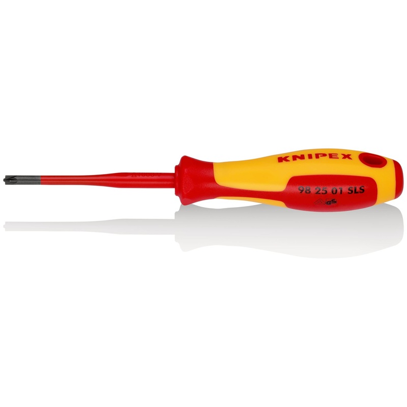 KNIPEX Slim Screwdriver for Pozi Slotted Screws PZ/S1 x 80mm VDE Insulated Multi Component Grips 187mm 98 25 01 SLS