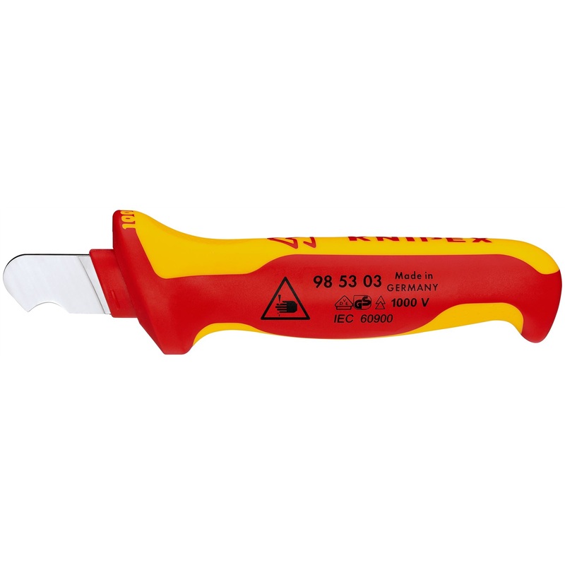 KNIPEX Stripping Knife Hook Blade 170mm VDE Insulated Multi Component Handle 28mm Blade Length 98 53 03