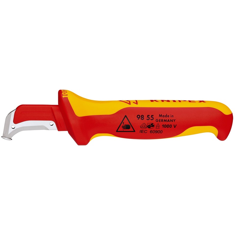 KNIPEX Stripping Knife with Guide Shoe 180mm VDE Insulated Multi Component Handle 38mm Blade Length 98 55