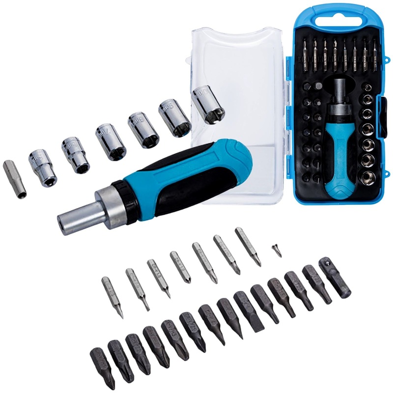 BlueSpot Ratchet Screwdriver and Socket Set in Case 30 Piece