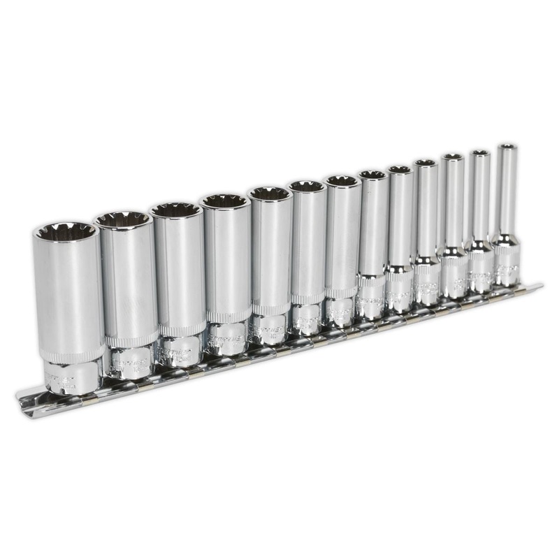 Sealey 13 Piece 1/4" Total Drive Deep Socket Set 4-14mm