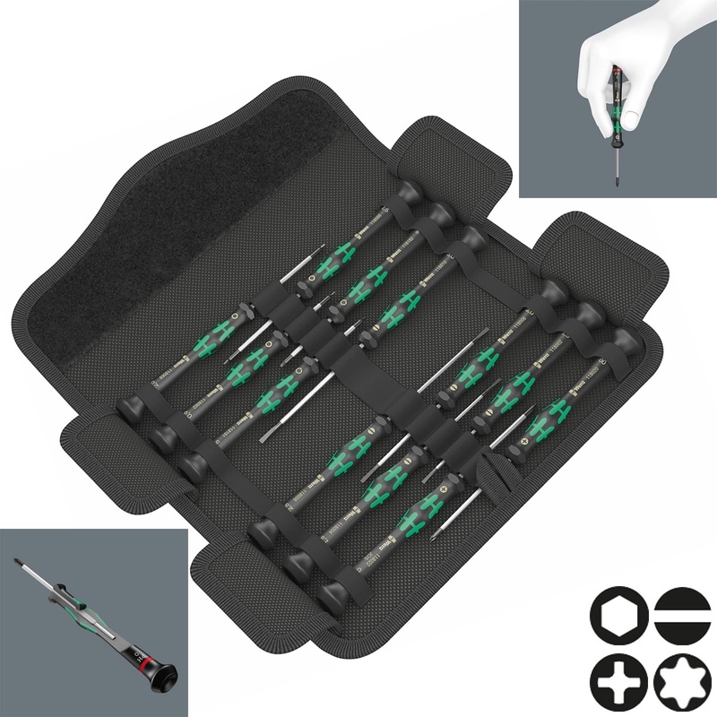 Wera Precision Screwdriver Set 12 Piece Kraftform Micro 12 Universal 1 for Electronic Applications